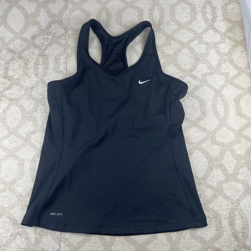 Nike Dri-FIT Tank Top Womens XL Black Excellent Bra Mesh Racerback 449978-010